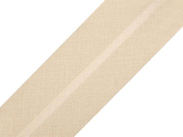 Schrägband Baumwolle Breite 20 mm gefalzt -   Creme